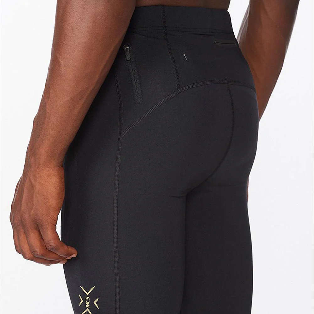 2XU Men Light Speed Compression Shorts - Black / Gold Reflective - Image 3