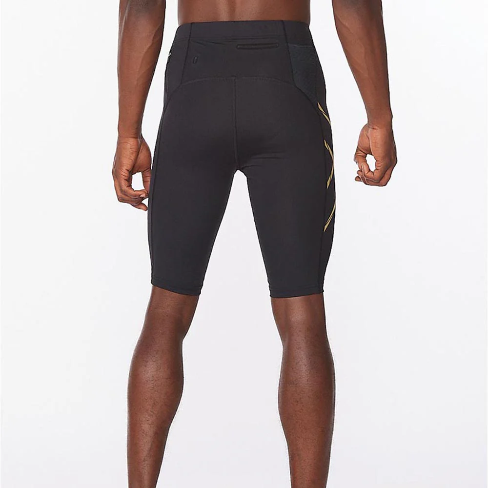 2XU Men Light Speed Compression Shorts - Black / Gold Reflective - Image 5