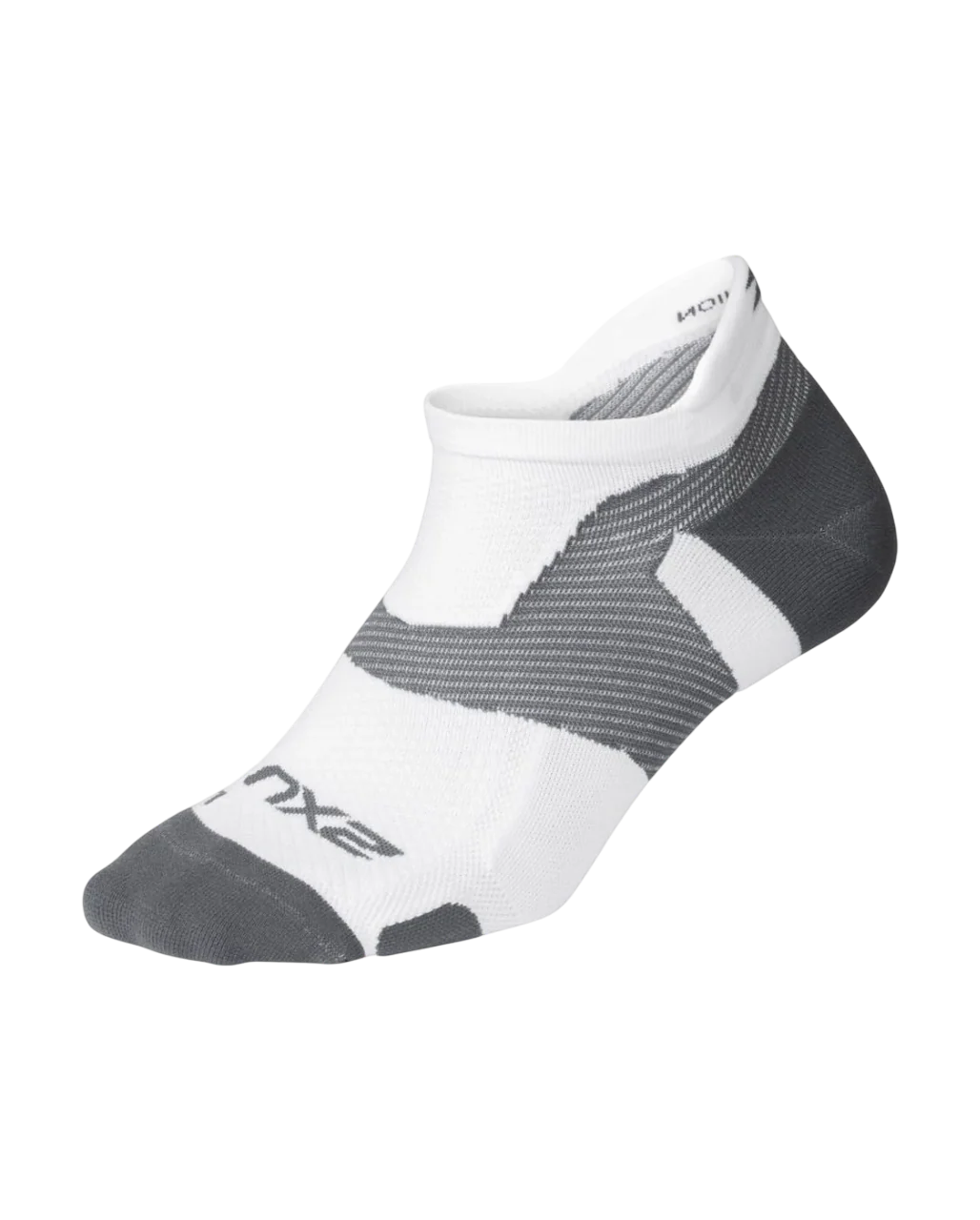 2XU Unisex Vectr Ultralight No Show Socks - White / Grey - Image 3