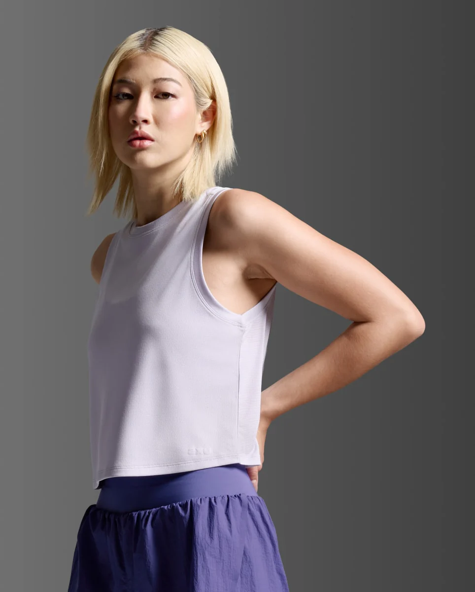 2XU Women Aero Mesh Crop Tank - Virtual Violet / Violet Reflective - Image 3