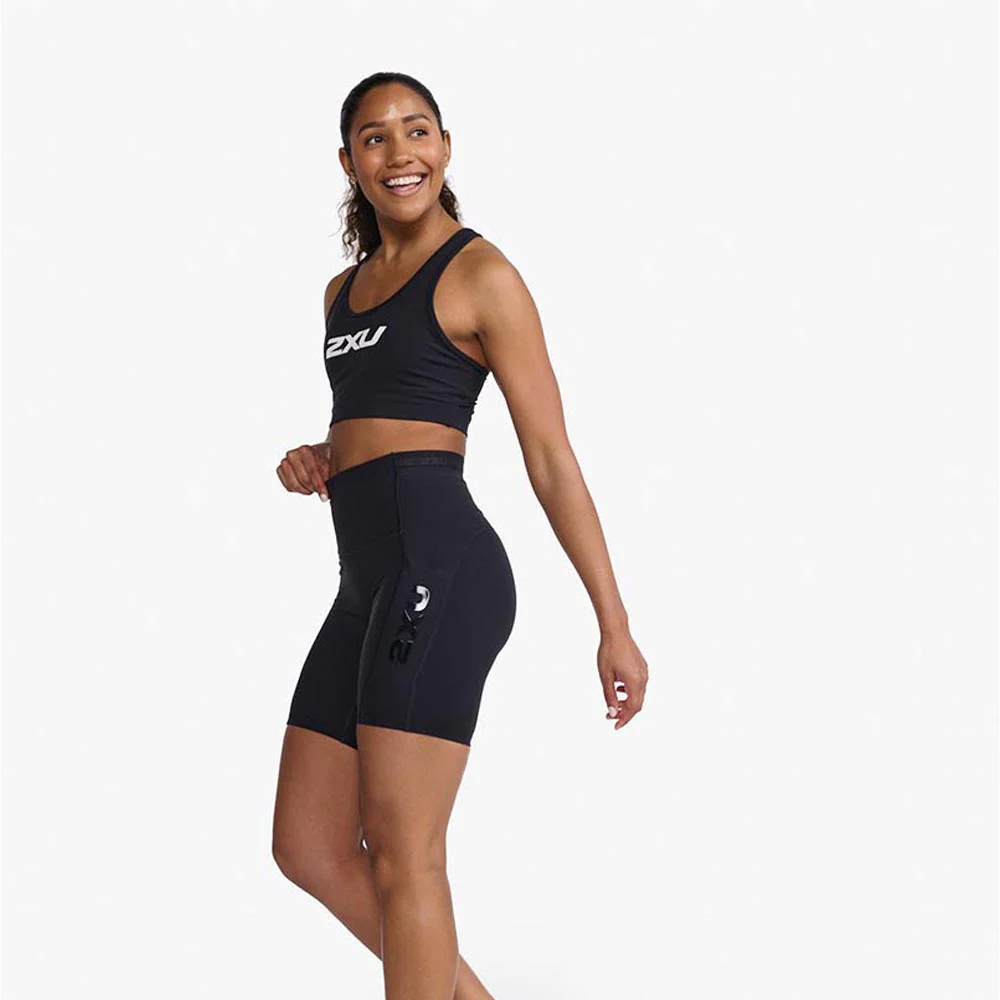 2XU Women Form Stash Hi-Rise Bike Shorts - Black / Black - Image 5