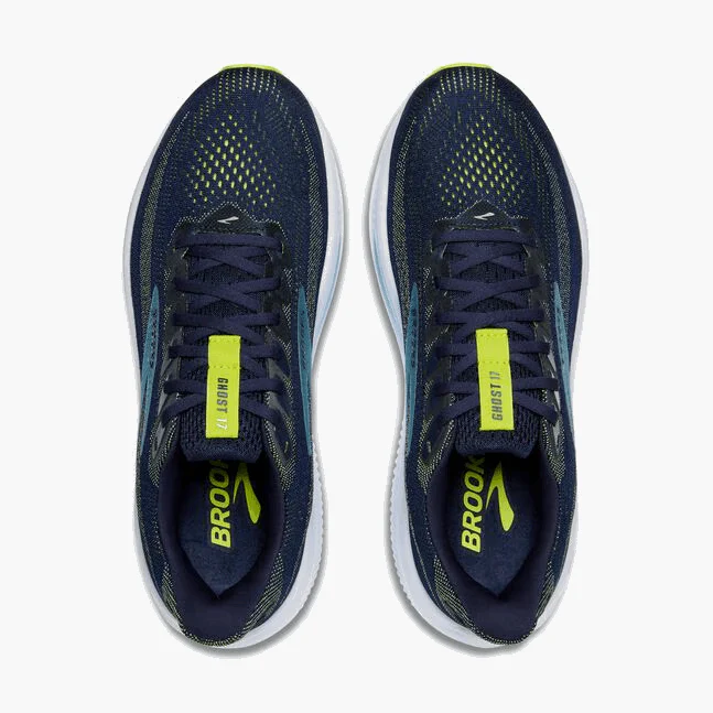 Brooks Men Ghost 17 Wide - Peacoat / Lime / Blue - Image 4