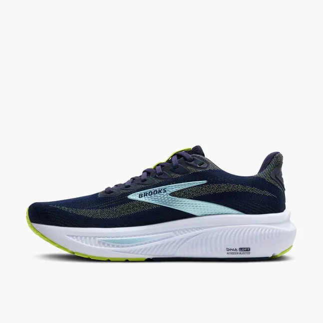 Brooks Men Ghost 17 Wide - Peacoat / Lime / Blue - Image 5