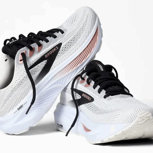 Brooks Women Ghost 17 Wide - White / Black / Rose Gold - Image 2