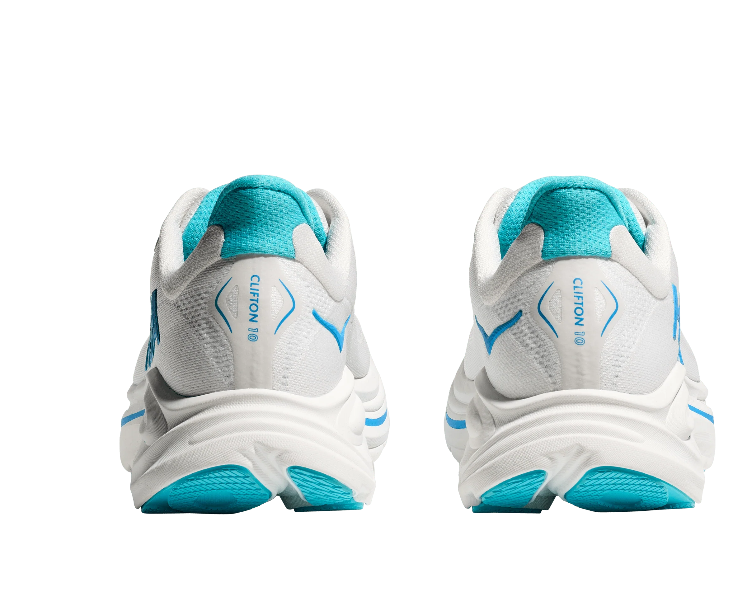 HOKA Men Clifton 10 Wide - White / Skyward Blue - Image 5