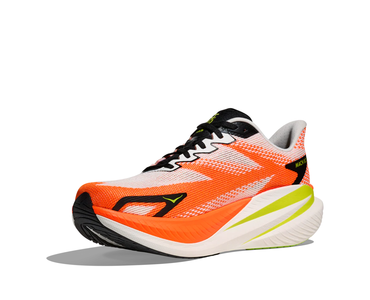 HOKA Men Mach X 3 - White / Neon Tangerine - Image 7