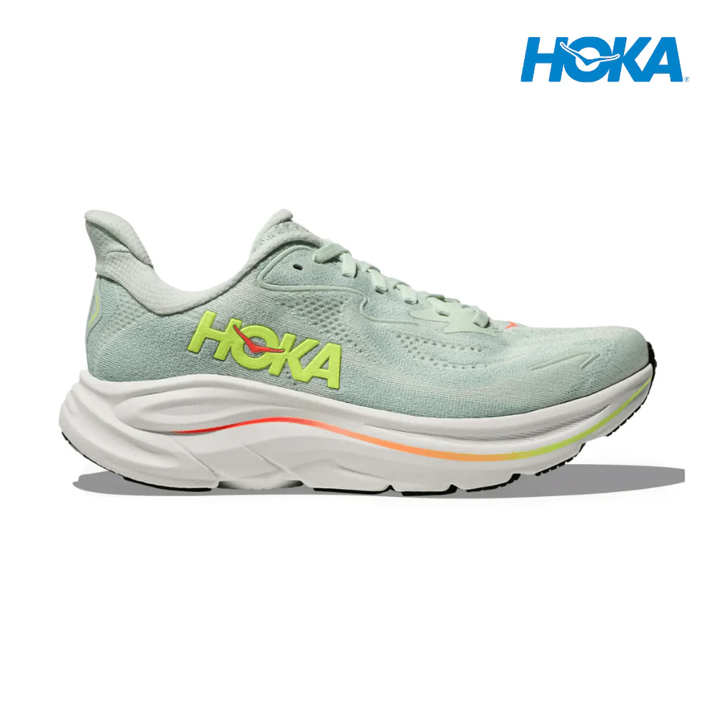 HOKA Women Clifton 10 - Sea Glass / Neon Flame