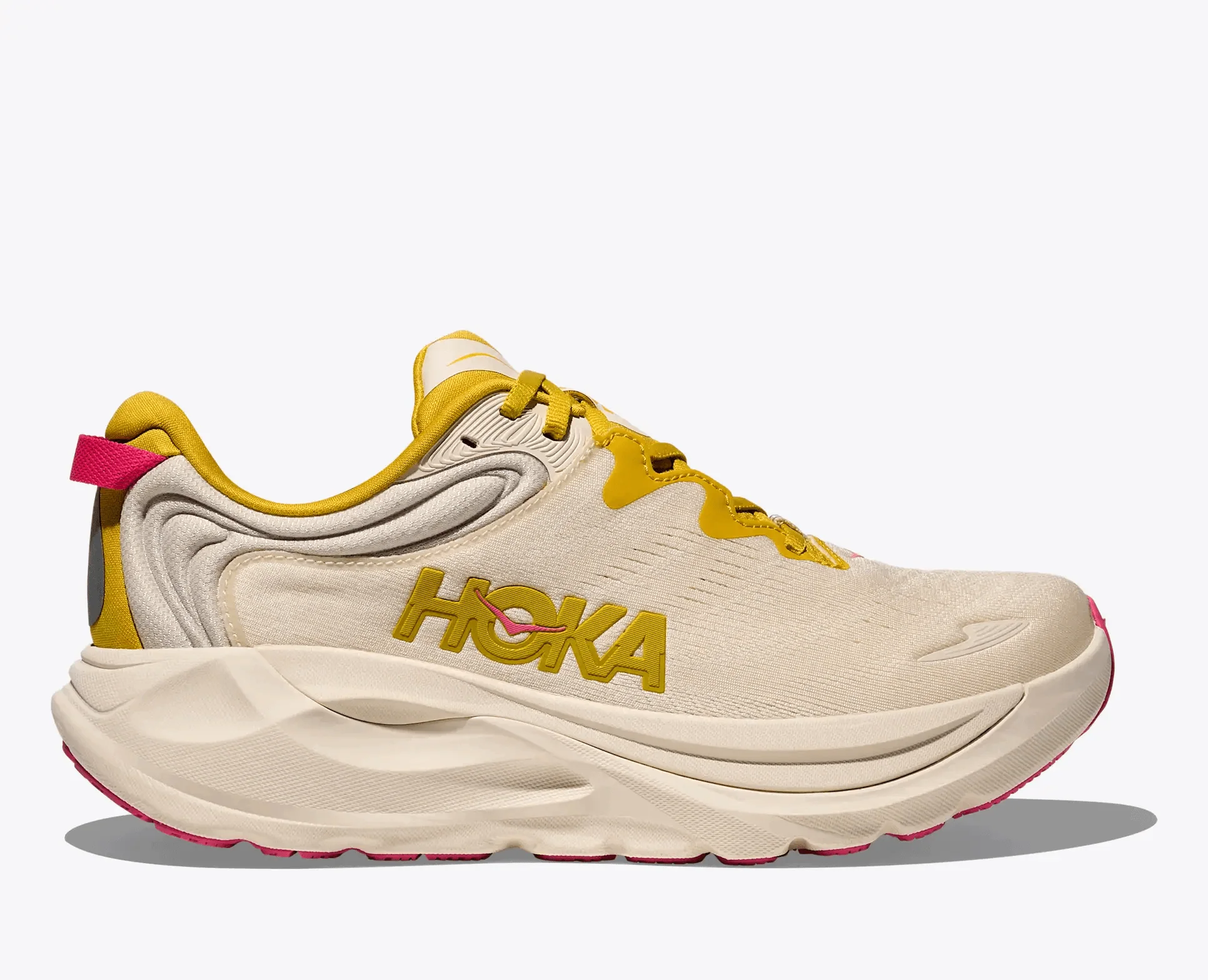 HOKA Women Gaviota 6 Wide - Birch / Yellow Gold - Image 3