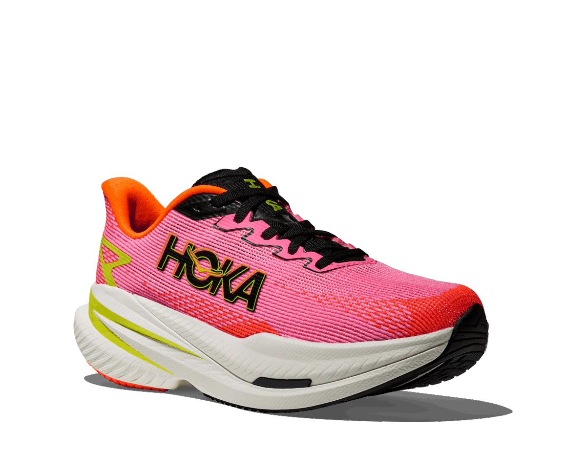 HOKA Women Mach X 3 Wide - Neon Rose / Neon Tangerine - Image 2