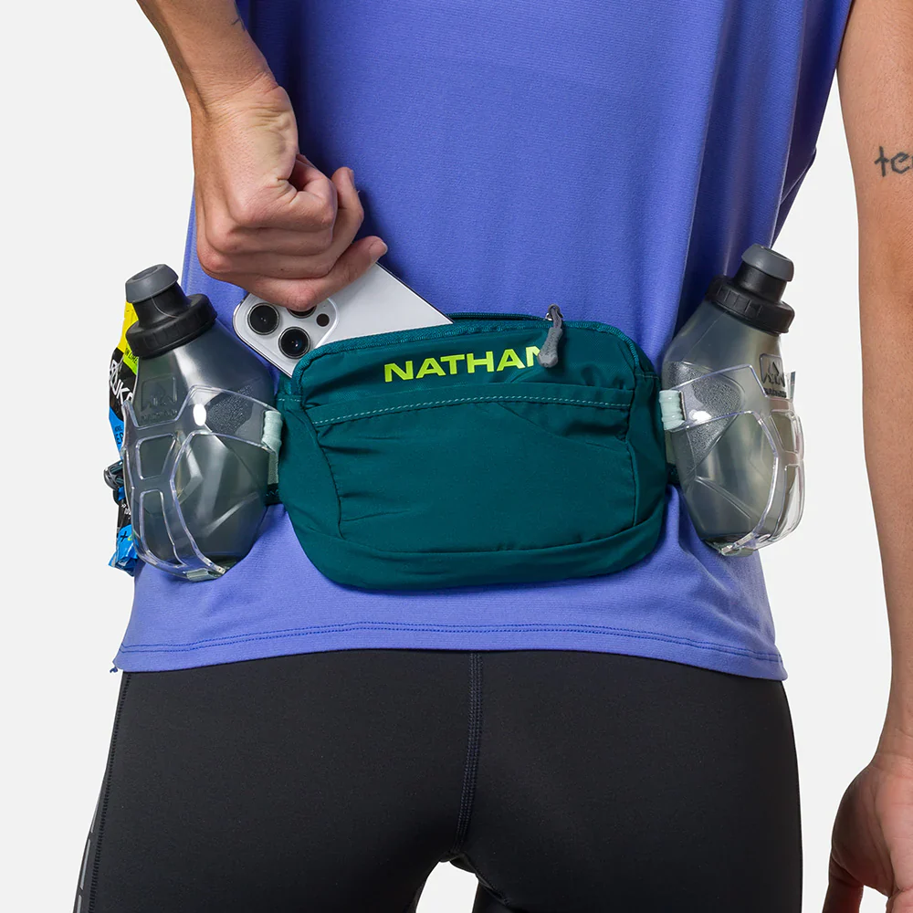 Nathan Sports Trail Mix Plus 3.0 Hydration Belt - Deep Teal / Finish Lime - Image 3