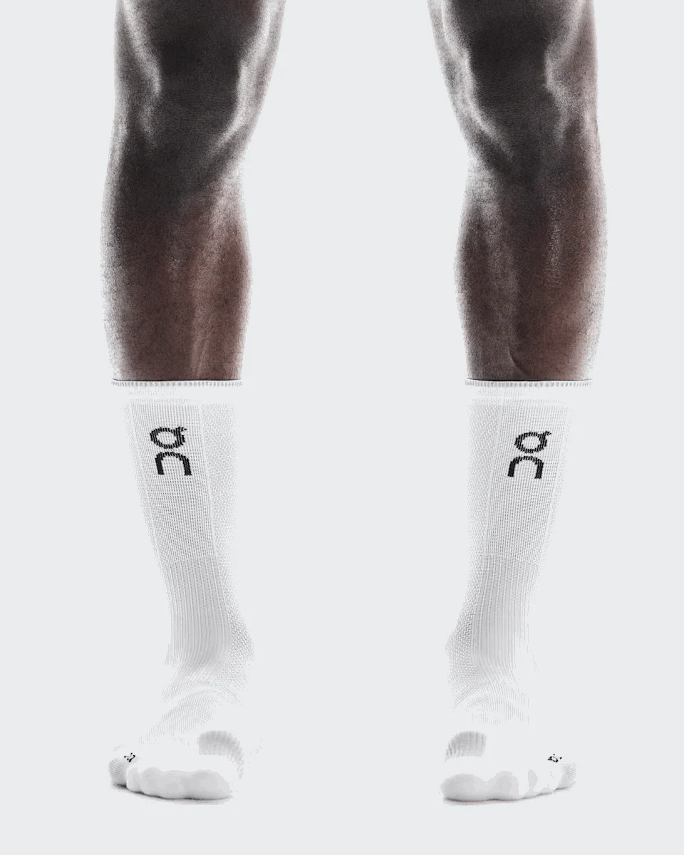 On Unisex Performance Run Sock High - White / Glacier - Image 4