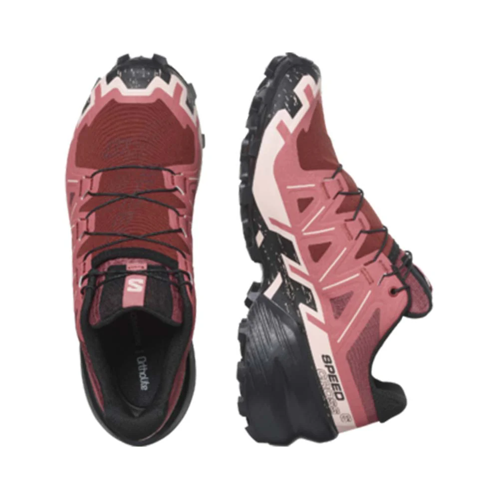 Salomon Women Speedcross 6 Wide - Cow Hide / Black / English Rose - Image 6