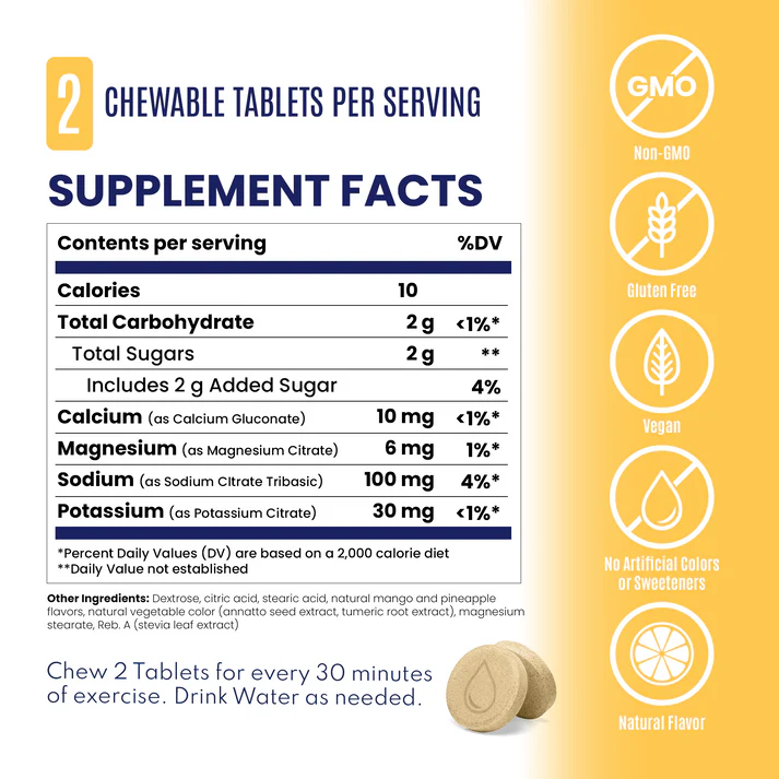 SaltStick FastChews - Tropical Mango 60ct Bottle - Expiry Date: Nov 2026 - Image 2