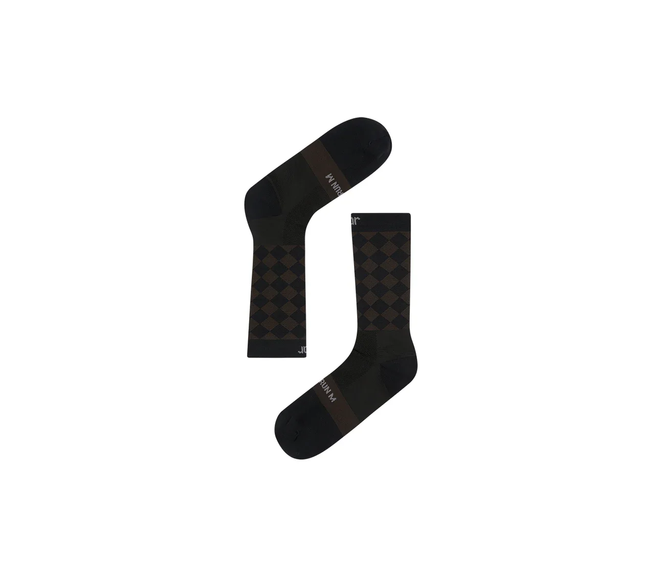 SOAR Running Unisex Diamond Crew Sock - Black / Brown - Image 3